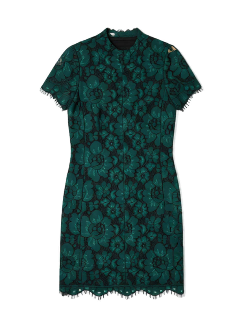 Betsey Johnson Emerald Lace Mock Neck Mini Shift Dress 2